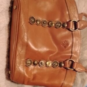 Patricia Nash Brown Leather Shoulder Bag with Metal Hardware
